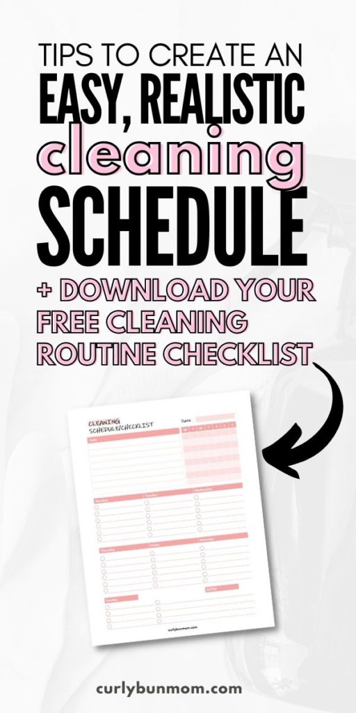 daily & weekly cleaning schedule routine checklist for moms, working moms, stay at home moms, busy moms